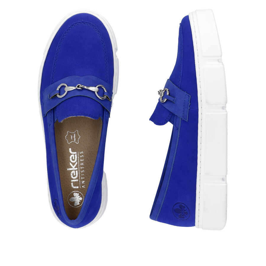 blaue elastische damenschuhe rieker n5956-14