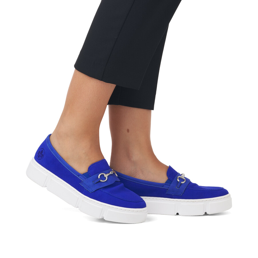 blaue elastische damenschuhe rieker n5956-14