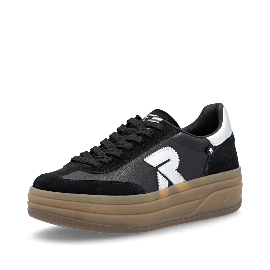 schwarze damenschuhe mit gummizug rieker sport w3700-00