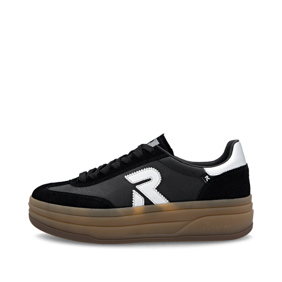 schwarze damenschuhe mit gummizug rieker sport w3700-00