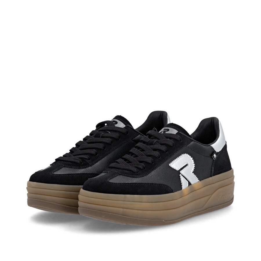 schwarze damenschuhe mit gummizug rieker sport w3700-00