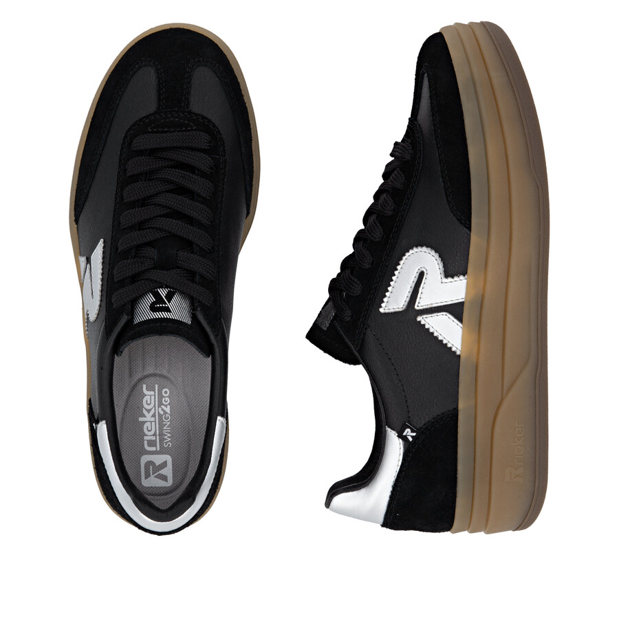 schwarze damenschuhe mit gummizug rieker sport w3700-00