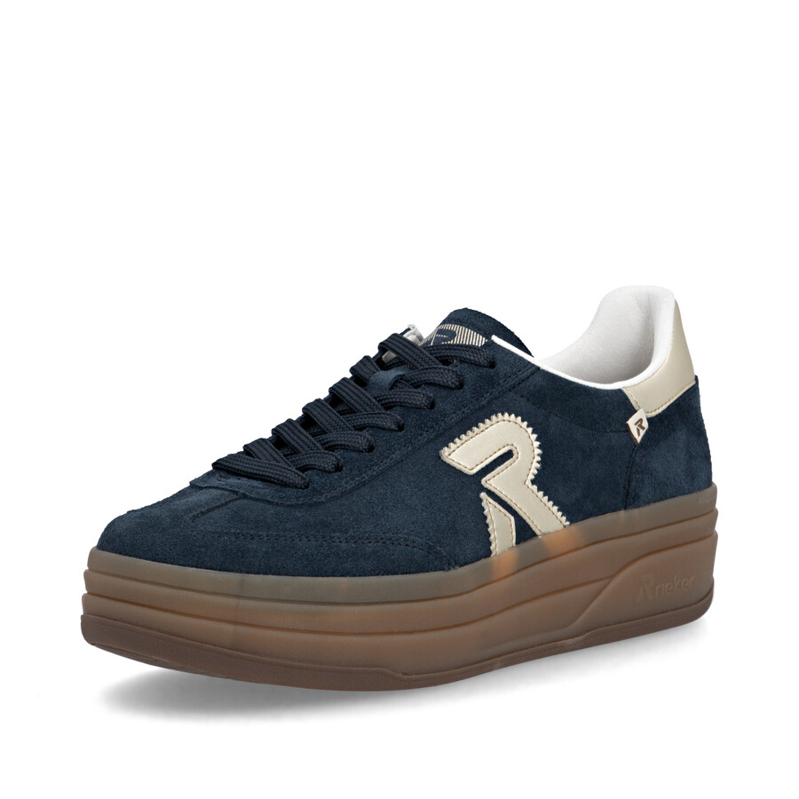blaue elastische damenschuhe rieker sport w3700-14