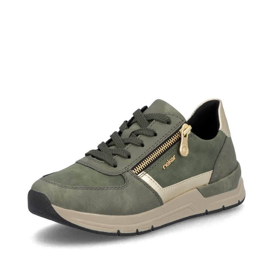 grüne damen-schuhe mit reißverschluss rieker 58902-54