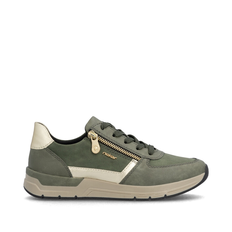 grüne damen-schuhe mit reißverschluss rieker 58902-54