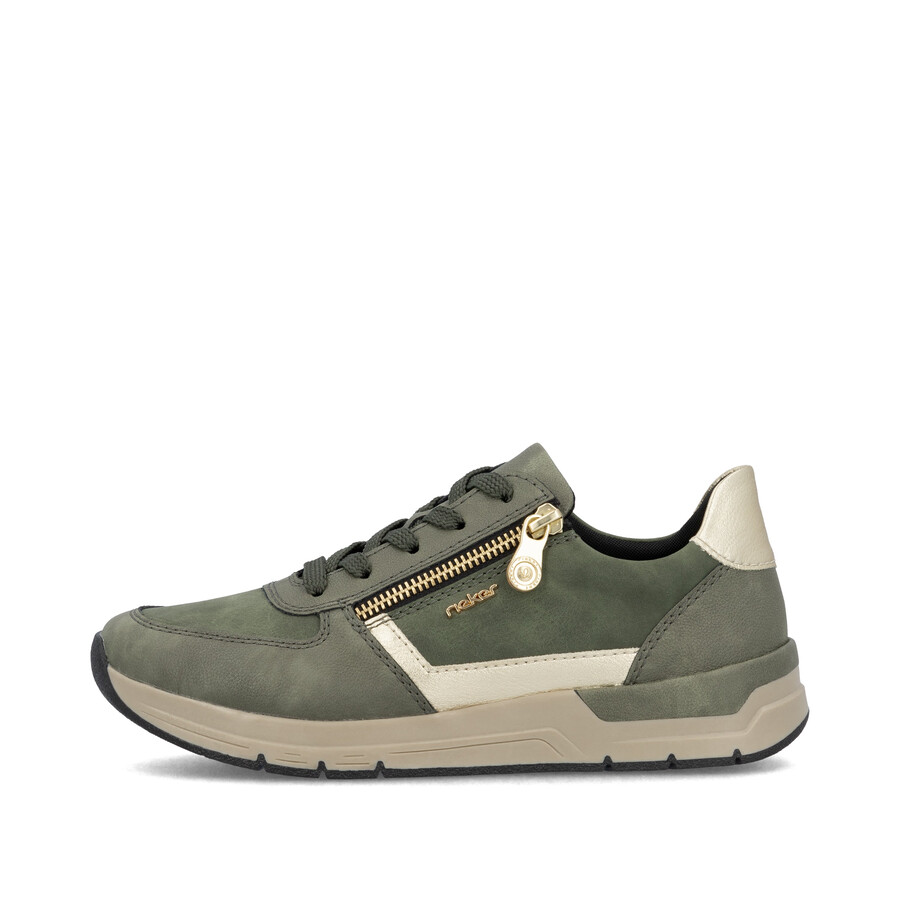 grüne damen-schuhe mit reißverschluss rieker 58902-54