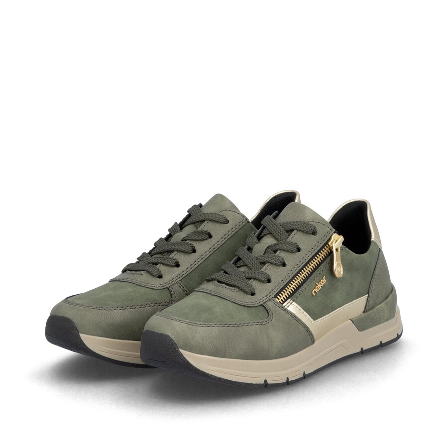 grüne damen-schuhe mit reißverschluss rieker 58902-54
