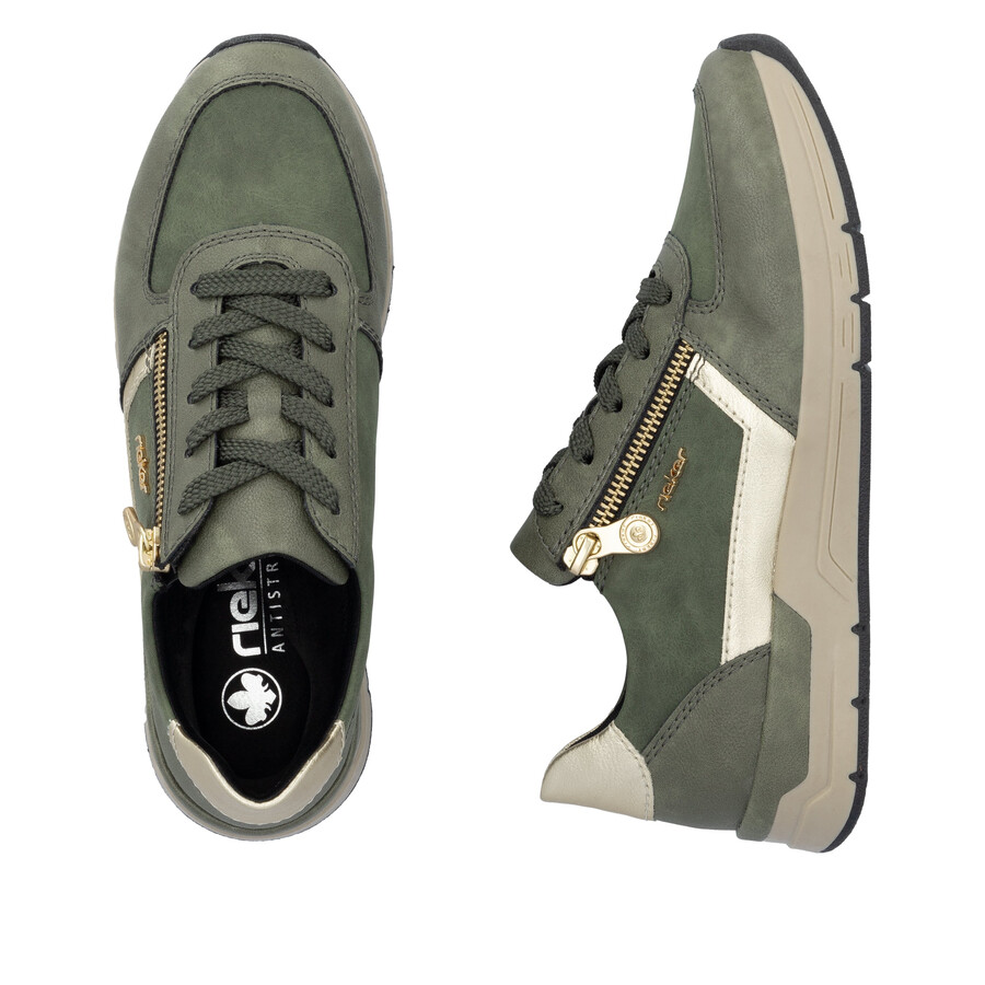 grüne damen-schuhe mit reißverschluss rieker 58902-54