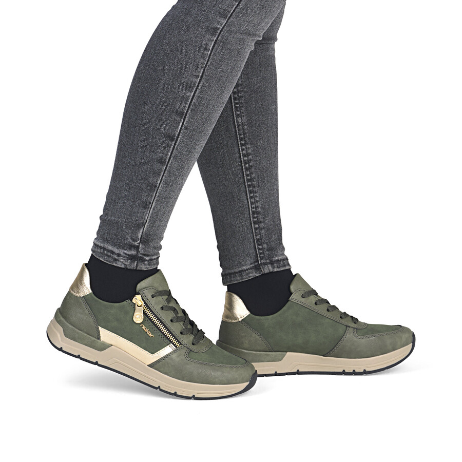 grüne damen-schuhe mit reißverschluss rieker 58902-54