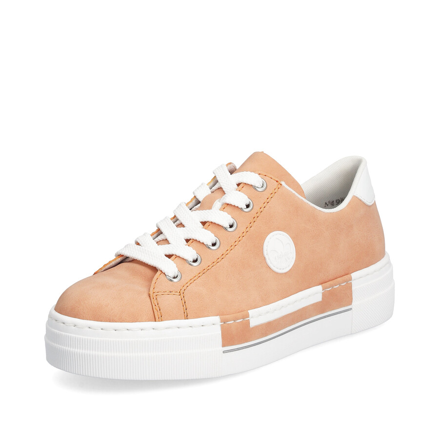 orangefarbene schnürschuhe für damen rieker n49w1-38