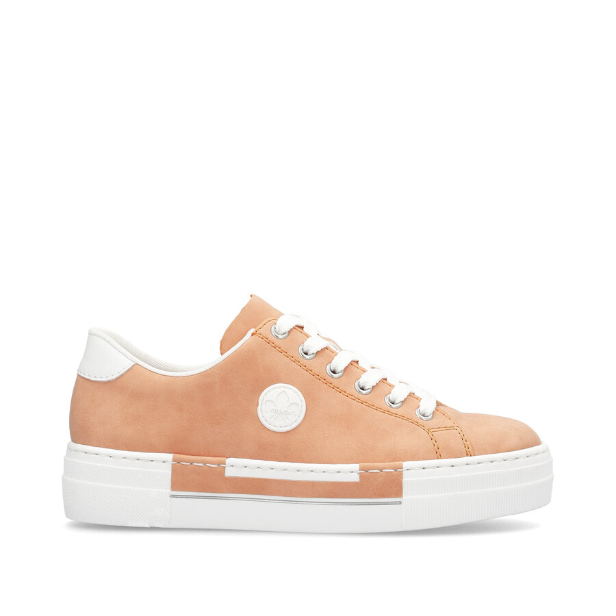 orangefarbene schnürschuhe für damen rieker n49w1-38