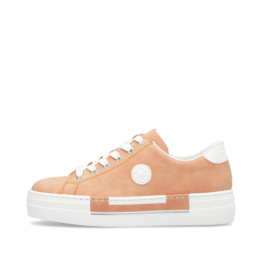 orangefarbene schnürschuhe für damen rieker n49w1-38