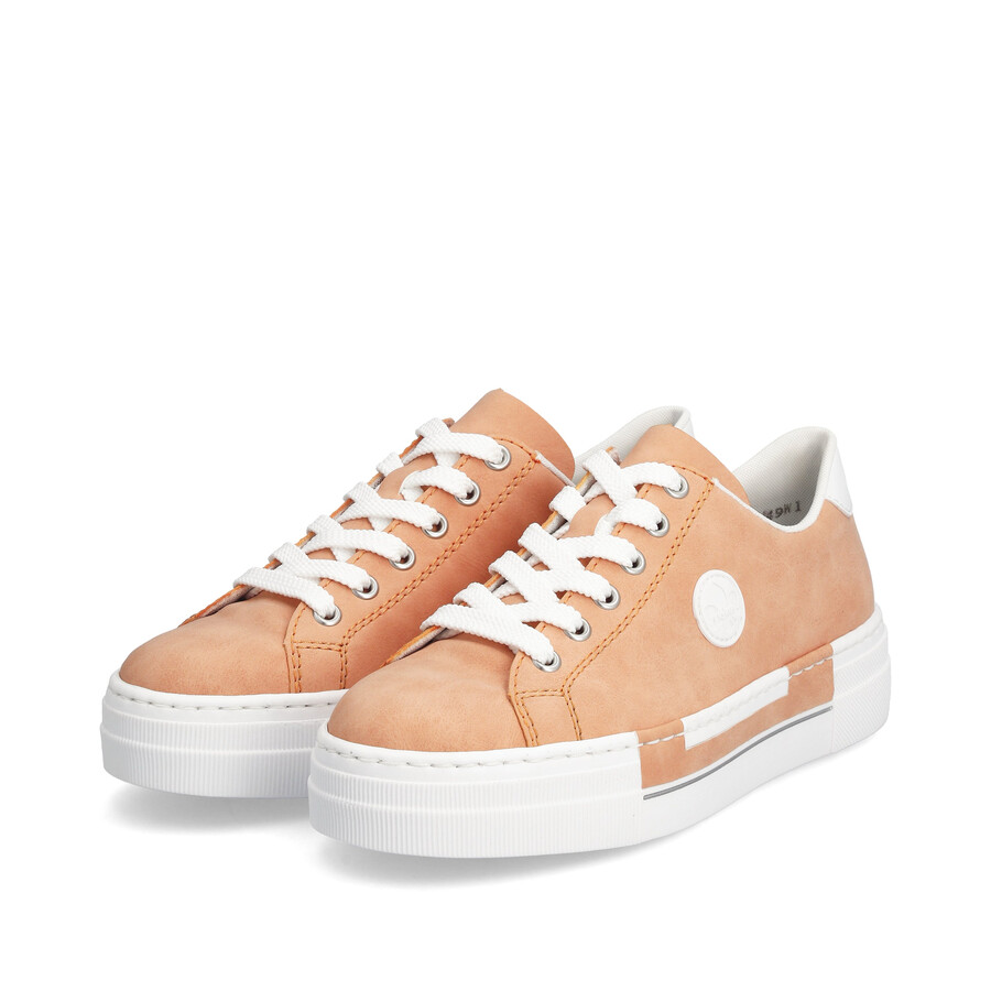 orangefarbene schnürschuhe für damen rieker n49w1-38