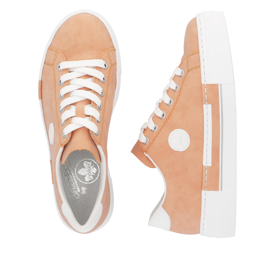 orangefarbene schnürschuhe für damen rieker n49w1-38