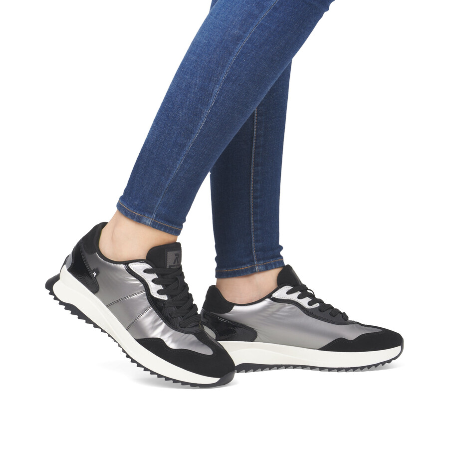 graue elastische damenschuhe rieker sport w1306-42