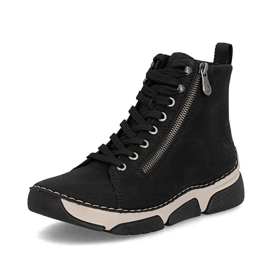 schwarze damenstiefel mit reißverschluss rieker 45920-01