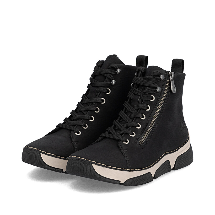 schwarze damenstiefel mit reißverschluss rieker 45920-01