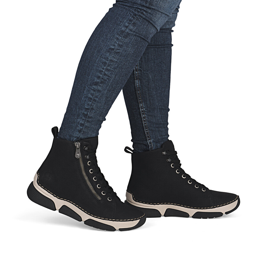 schwarze damenstiefel mit reißverschluss rieker 45920-01