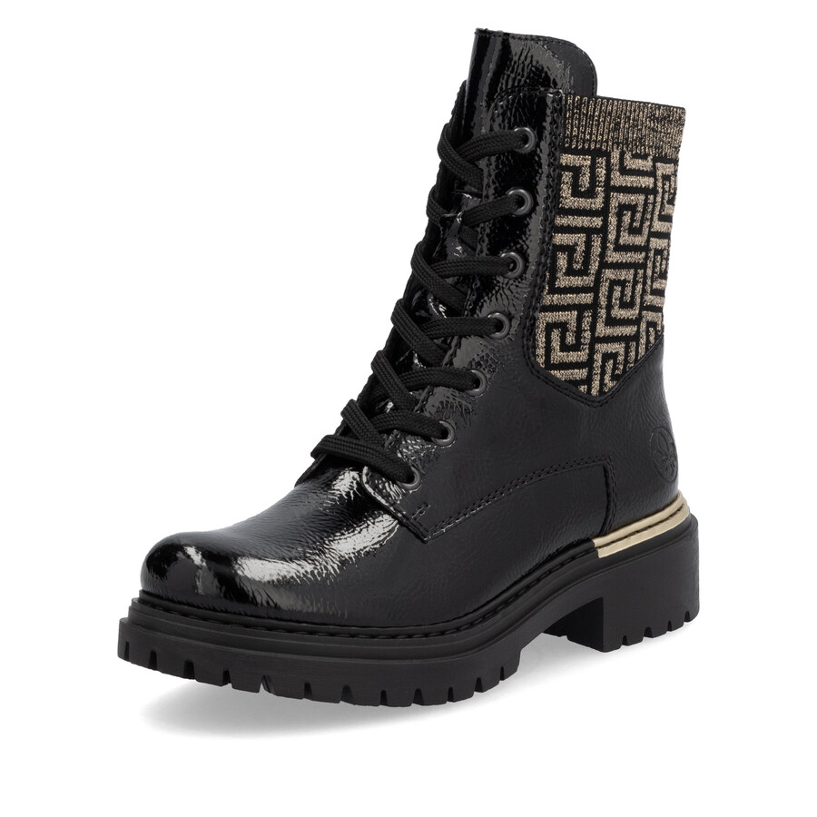 schwarze damen-stiefel mit reißverschluss rieker 72607-00