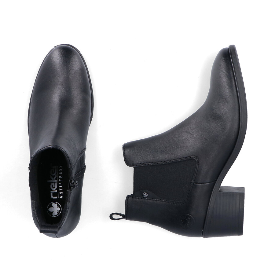 schwarze damen-stiefel mit reißverschluss rieker 73971-00