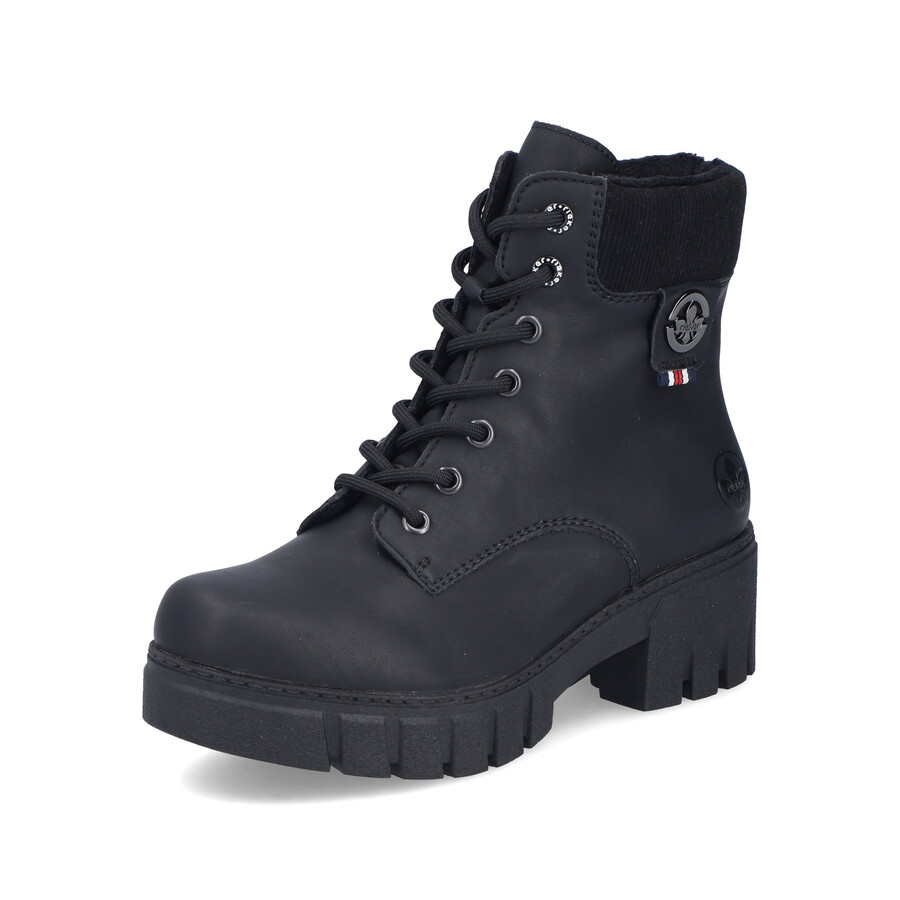 schwarze damen-stiefel mit reißverschluss rieker 74532-00