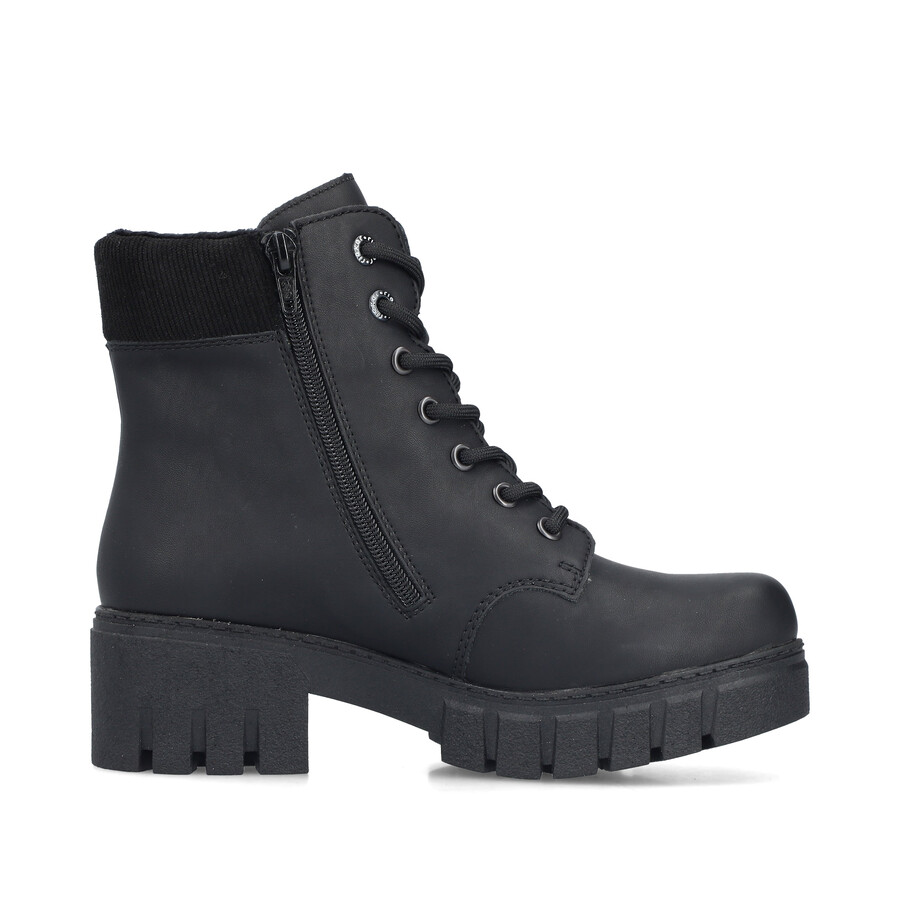 schwarze damen-stiefel mit reißverschluss rieker 74532-00