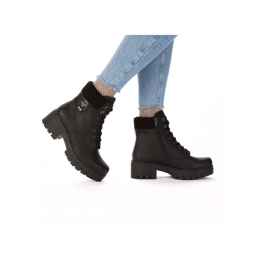 schwarze damen-stiefel mit reißverschluss rieker 74532-00