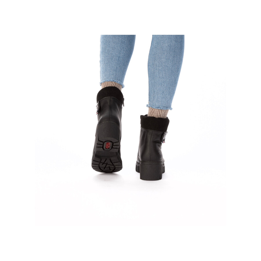 schwarze damen-stiefel mit reißverschluss rieker 74532-00