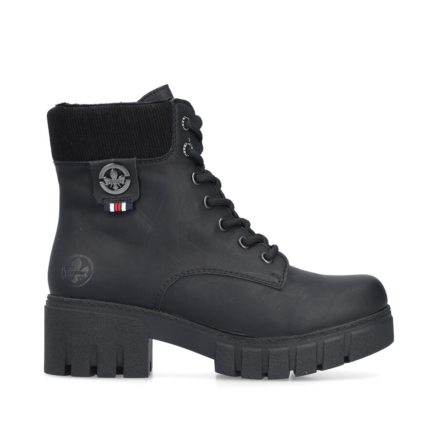 schwarze damen-stiefel mit reißverschluss rieker 74532-00