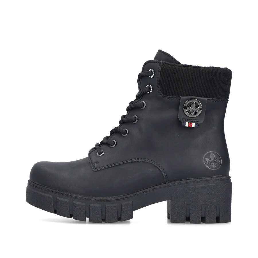 schwarze damen-stiefel mit reißverschluss rieker 74532-00