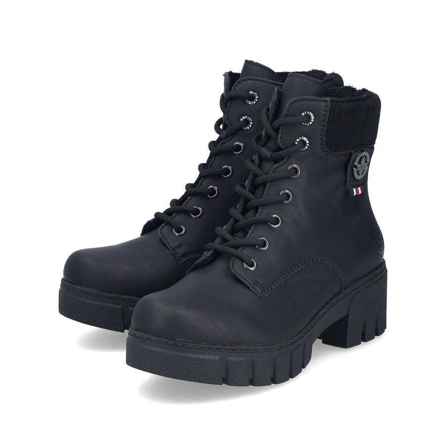 schwarze damen-stiefel mit reißverschluss rieker 74532-00