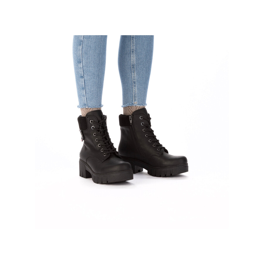 schwarze damen-stiefel mit reißverschluss rieker 74532-00