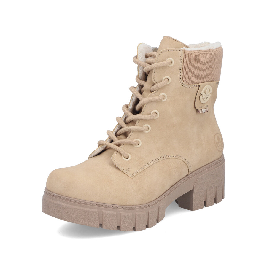 beige damen-stiefeletten mit reißverschluss rieker 74532-60