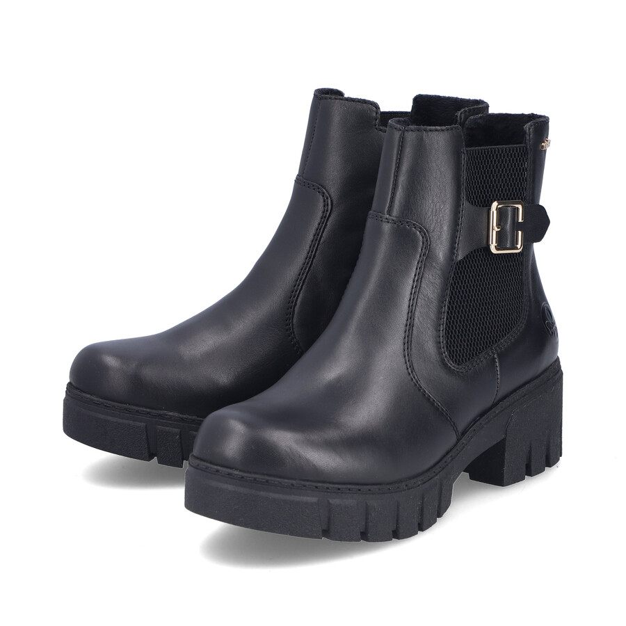 schwarze damenstiefel mit reißverschluss rieker 74560-00