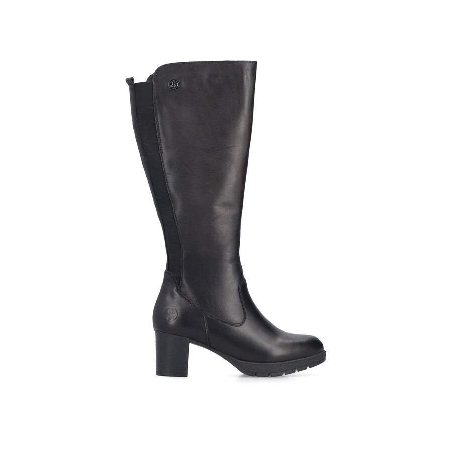 schwarze damen-stiefel mit reißverschluss rieker 77684-00