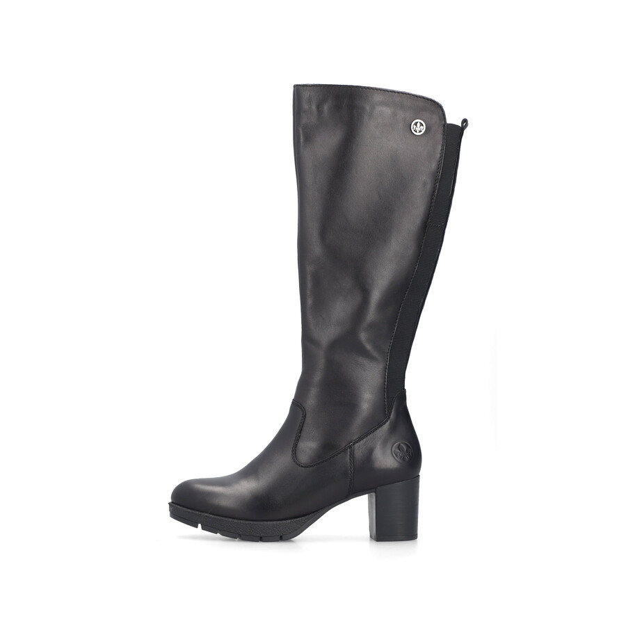 schwarze damen-stiefel mit reißverschluss rieker 77684-00