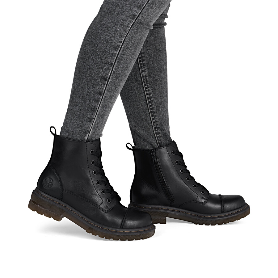 schwarze damen-stiefel mit reißverschluss rieker 78202-00