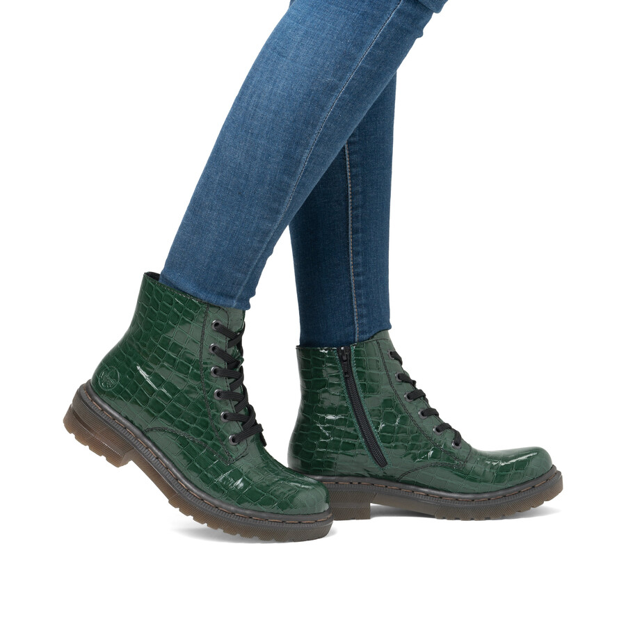 grüne damenstiefel mit reißverschluss rieker 78240-54