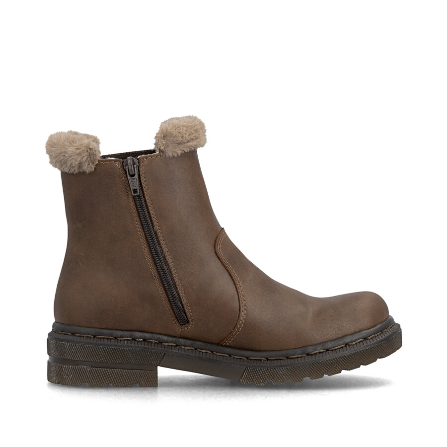 braune damenstiefel mit reißverschluss rieker 78250-22