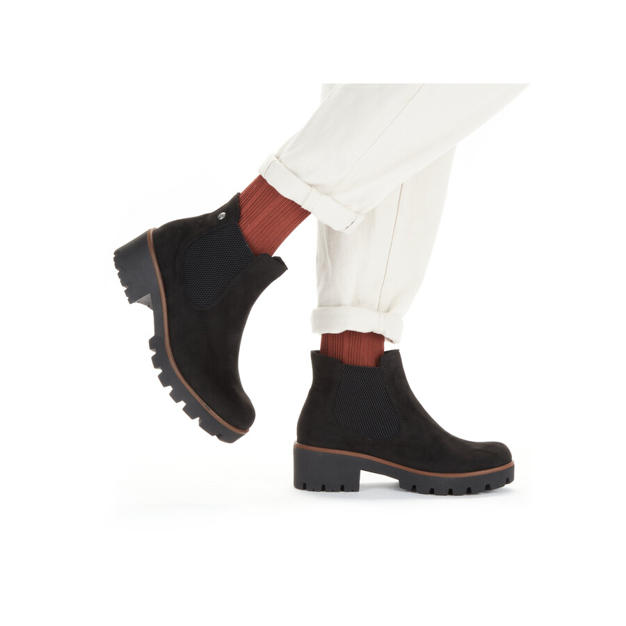 schwarze elastische stiefel für damen rieker 79265-00
