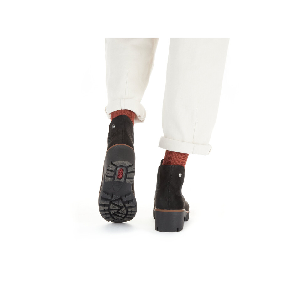 schwarze elastische stiefel für damen rieker 79265-00