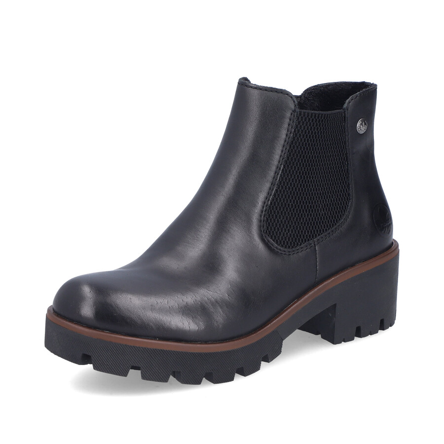 schwarze elastische stiefel für damen rieker 79265-03