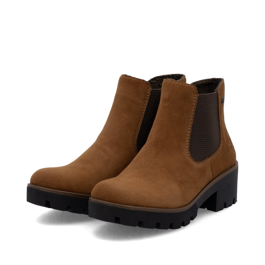 braune elastische stiefel für damen rieker 79265-22