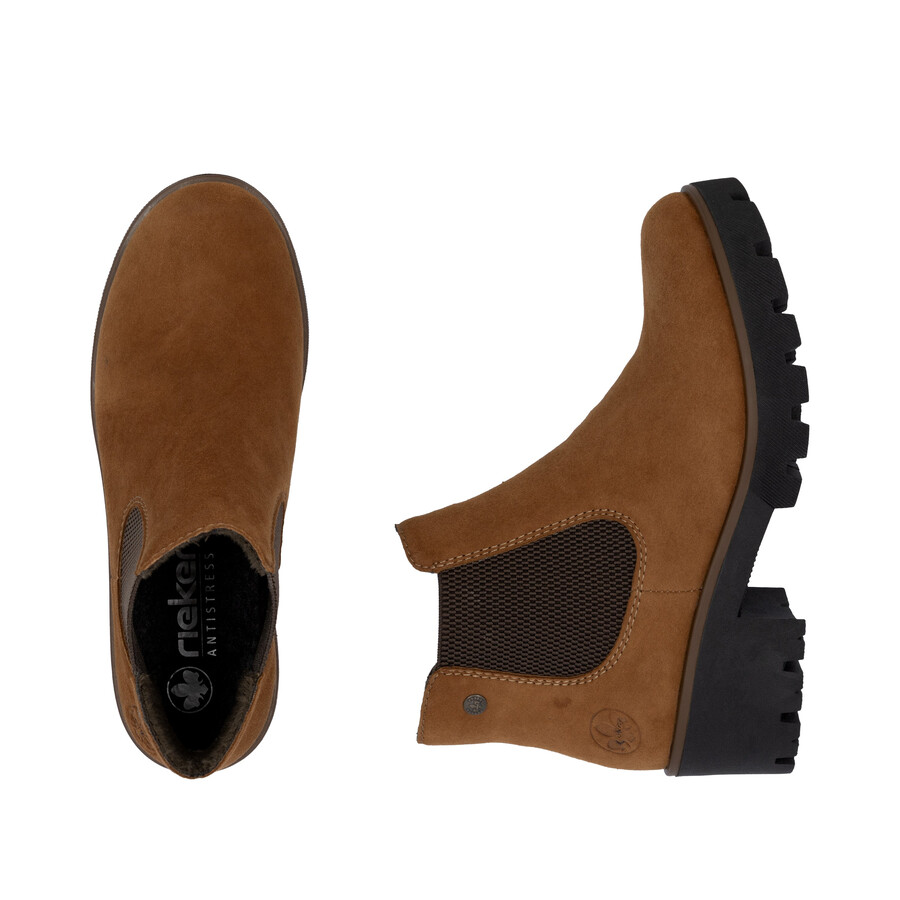 braune elastische stiefel für damen rieker 79265-22