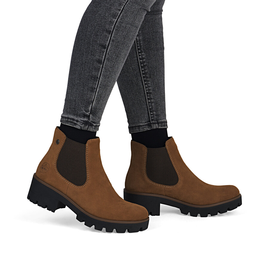 braune elastische stiefel für damen rieker 79265-22
