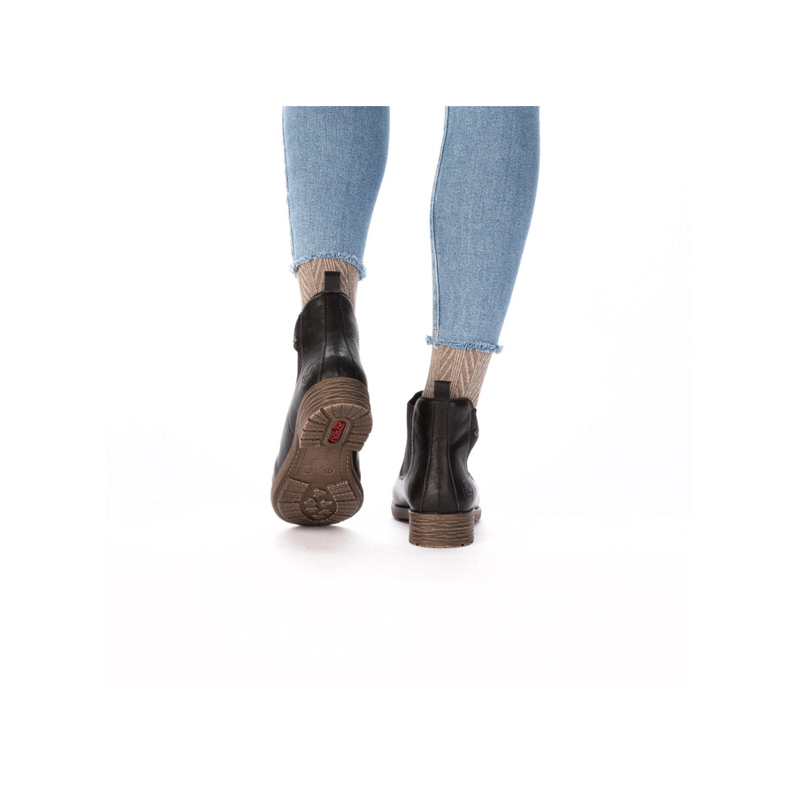 schwarze elastische stiefel für damen rieker 79450-00