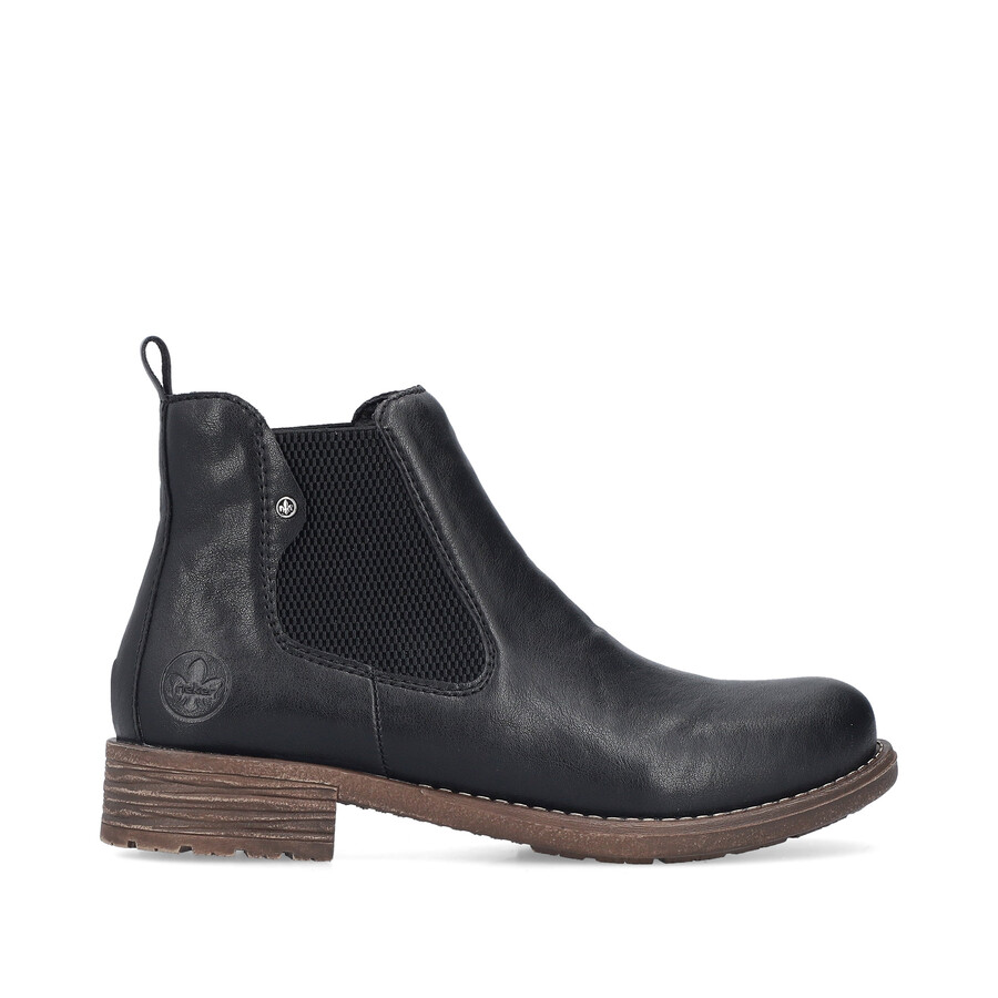 schwarze elastische stiefel für damen rieker 79450-00