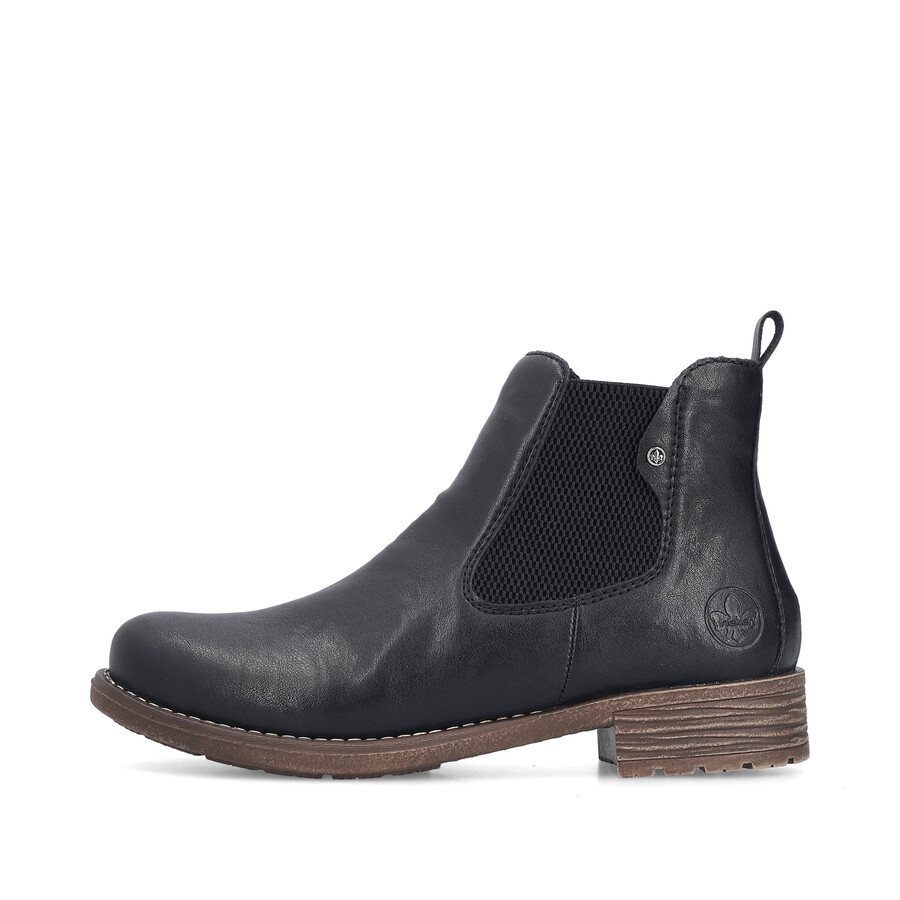 schwarze elastische stiefel für damen rieker 79450-00