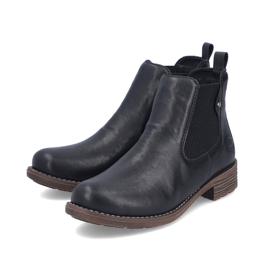 schwarze elastische stiefel für damen rieker 79450-00