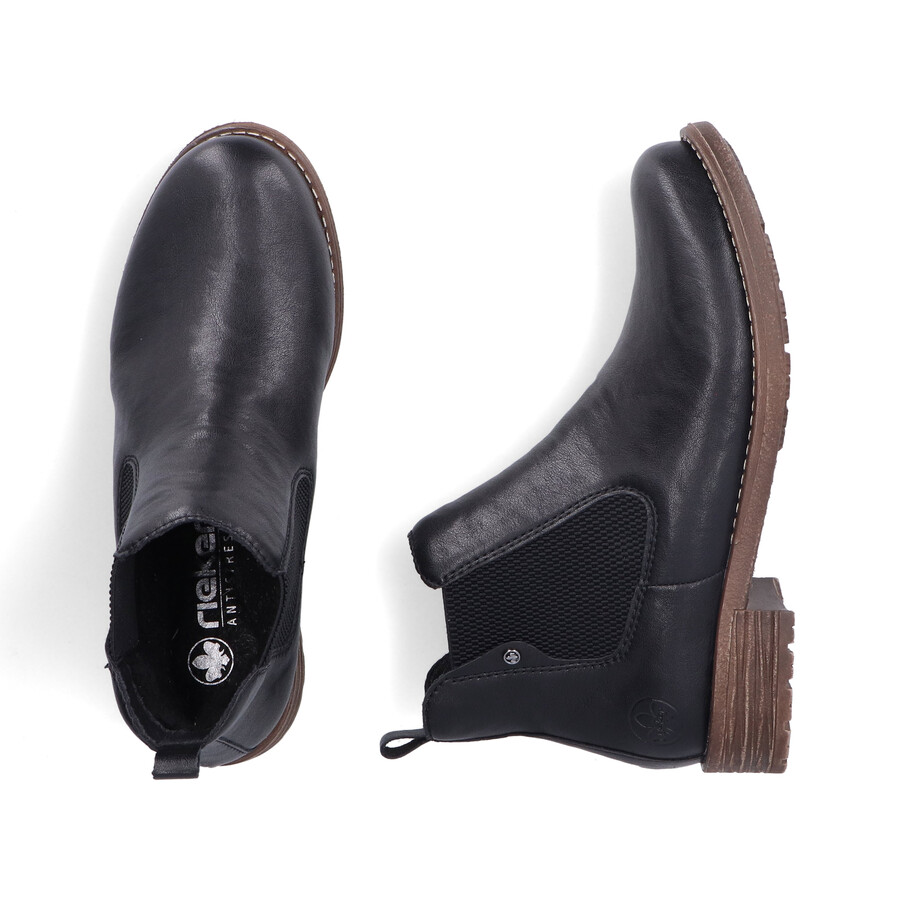 schwarze elastische stiefel für damen rieker 79450-00